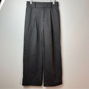 Elodie Pinstripe Wide Leg Trousers | Gray & White | Tailored Fit | Size Small